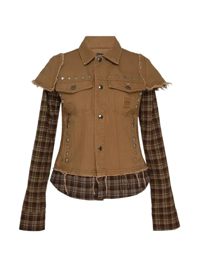 Andersson Bell Layered Studded Shirt In Brown