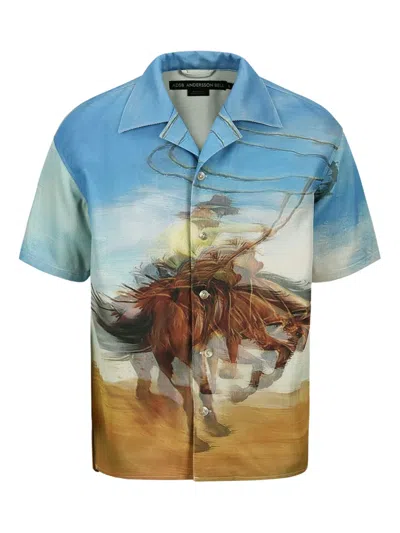 Andersson Bell Lenticular Cowboy Print Shirt In Blue
