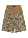 Andersson Bell Leopard-print Oxford Shorts In Brown