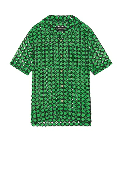Andersson Bell Letto Sheer Open Collar Shirt In Green