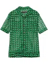 Andersson Bell Letto Sheer Open Collar Shirt In Green