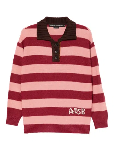 Andersson Bell Logo-embroidered Striped Polo Top In Multi