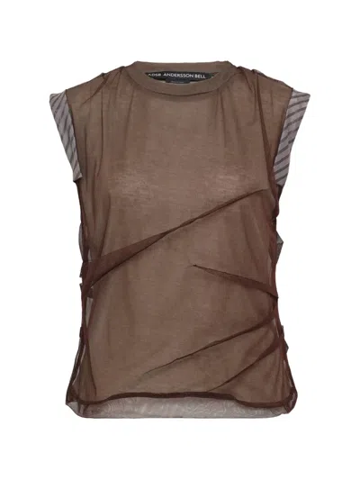 Andersson Bell Logo-patch Layered Blouse In Brown