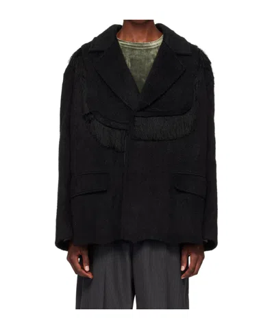 Andersson Bell Black Zibeline Shaggy Wool Coat