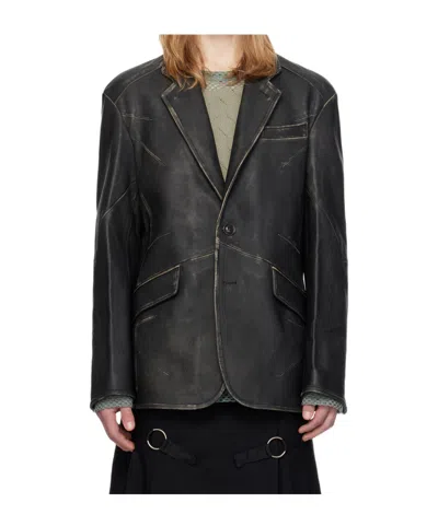 Andersson Bell Long-sleeved Leather Jacket In Black