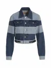 Andersson Bell 'mahina' Blue Denim Patchwork Jacket With Heart-shaped Detail In Blue