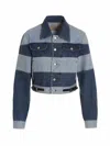 Andersson Bell 'mahina' Blue Denim Patchwork Jacket With Heart-shaped Detail In Blue
