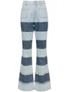 Andersson Bell Mahina Blocking Patchwork Jeans In Washed Blue In Blue