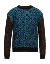 Andersson Bell Two-tone Cotton Blend Crew-neck Sweater In Blue