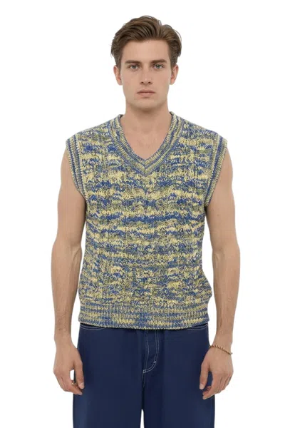 Andersson Bell Men Blue Knitted Sleeveless Sweater In Multi