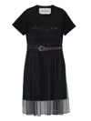 Andersson Bell Mesh Belted Midi Dress In Black