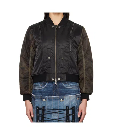Andersson Bell Black Mesh Sleeve Bomber Jacket
