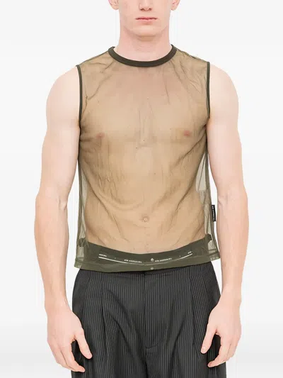 Andersson Bell Mesh Sleeveless T-shirt In Brown