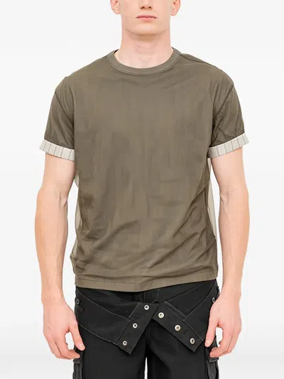 Andersson Bell Mesh-overlay Roll-up-cuffs T-shirt In Green