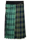 ANDERSSON BELL MIDI MULTICOLOR SKIRT WITH CHAIN AND CHECK MOTIF IN FABRIC WOMAN