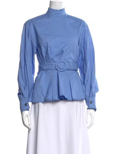 Pre-owned Andersson Bell Mock Neck Long Sleeve Blouse In Blue