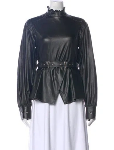 Pre-owned Andersson Bell Mock Neck Long Sleeve Top In Black
