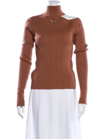 Pre-owned Andersson Bell Mock Neck Long Sleeve Top In Brown