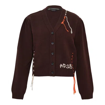 Andersson Bell Morgan Hand Stitched Knit Cardigan In Burgundy