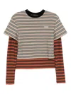 Andersson Bell Multi Stripe T-shirts In Burgundy
