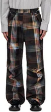 Andersson Bell Multicolor Burn-out Check-out Trousers In Brown