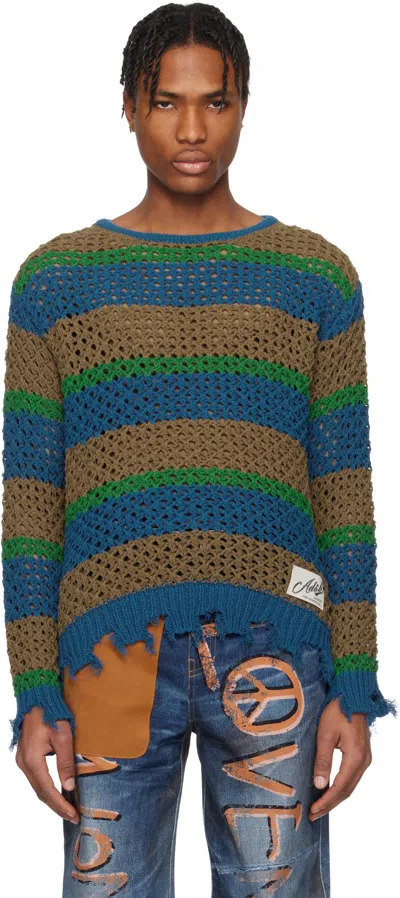 Andersson Bell Multicolor Damaged Stripe Boatneck Sweater In Multicolour