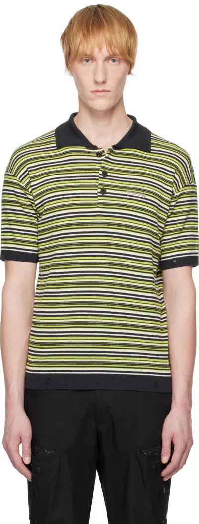 Andersson Bell Multicolor Stripe Polo In Charcoal/lime