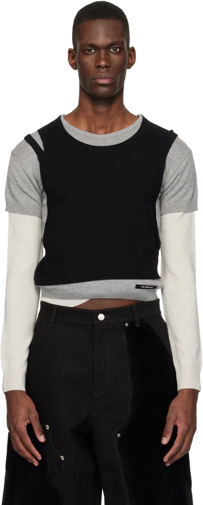 Andersson Bell Multicolor Tres Over Layered Sweater In Black
