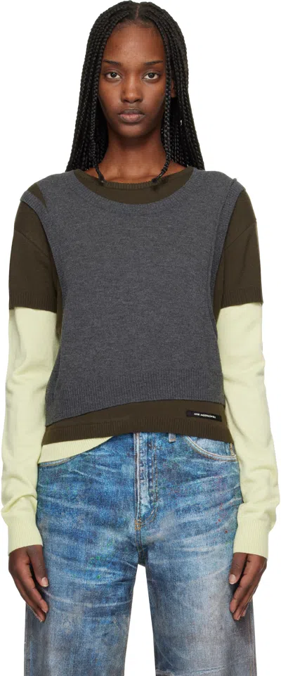 Andersson Bell Multicolor Tres Over Layered Sweater In Green