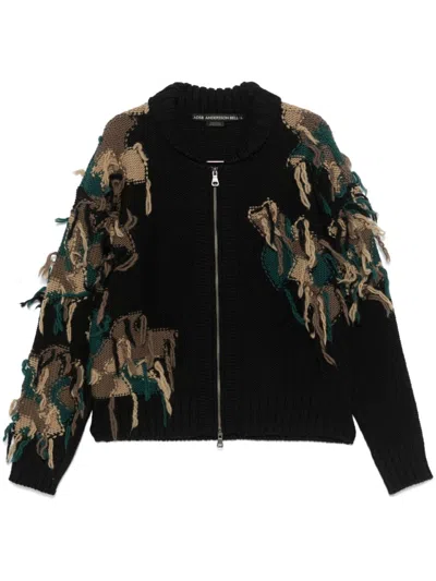 Andersson Bell Black New Camouflage Zip-up Cardigan