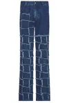 Andersson Bell New Patchwork Mid-rise Wide-leg Jeans In Washed Blue
