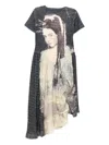 Andersson Bell Noah Printed Shirring Dress In Black