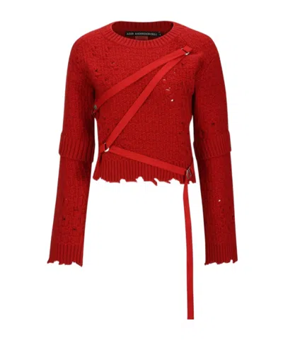 Andersson Bell Nora Strap Sweater In Scarlet