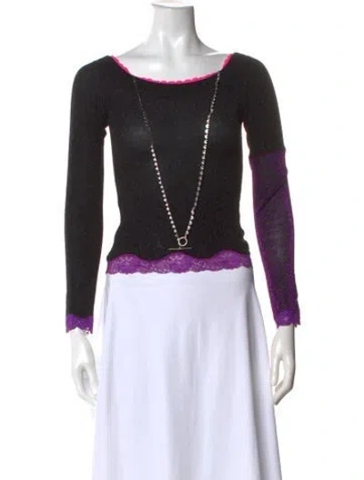 Pre-owned Andersson Bell Nylon Scoop Neck Top In Black