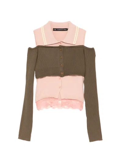 Andersson Bell Off-shoulder Layered Cardigan In Multi