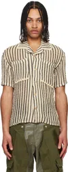 Andersson Bell Off-white & Black Sheer Stripe Knit Shirt In Ecru