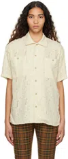 Andersson Bell Embroidered-flower Detail Shirt In Ecru