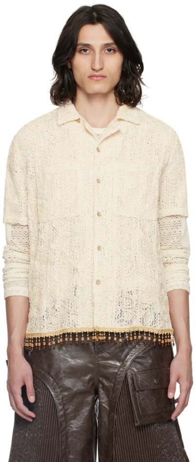 Andersson Bell Off-white Flower Shirt In Ecru