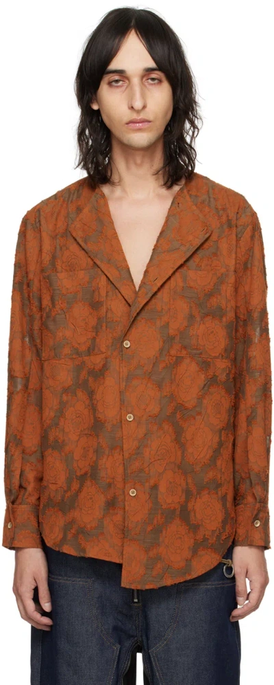 Andersson Bell Orange Collarless Shirt