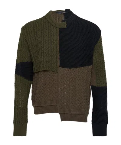 ANDERSSON BELL PATCHWORK ASYMMETRIC CREW NECK SWEATER