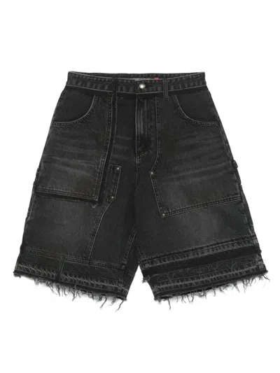 Andersson Bell Patchwork Denim Shorts In Black