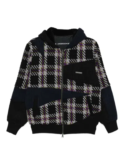 Andersson Bell Patchwork Hood Zip-up Jacket In Black