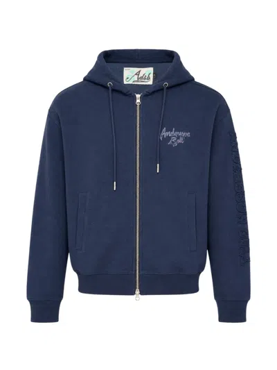 Andersson Bell Patchwork Logo-embroidered Hoodie In Blue