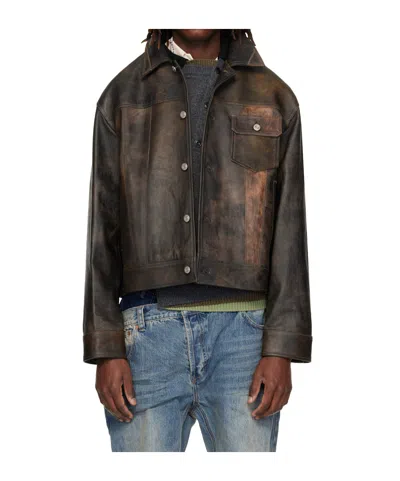 ANDERSSON BELL PATCHWORK TRUCK DRIVER LEATHER JACKET