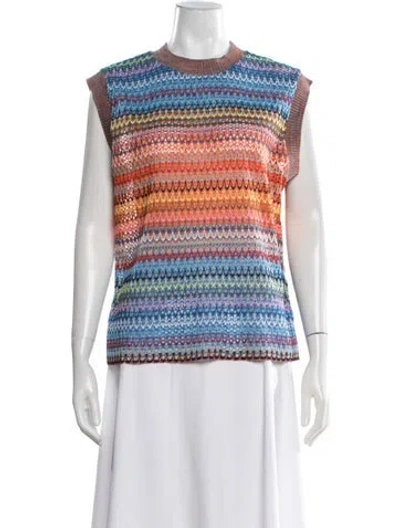 Pre-owned Andersson Bell Patterned Crew Neck Top In Blue