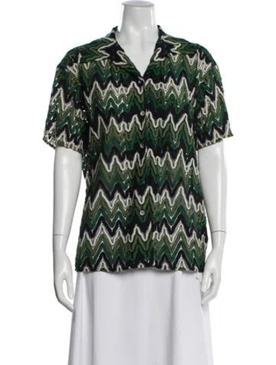 Pre-owned Andersson Bell Patterned Short Sleeve Top In Green