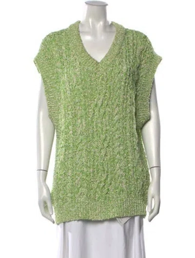 Pre-owned Andersson Bell Patterned V-neck Sweater In Green
