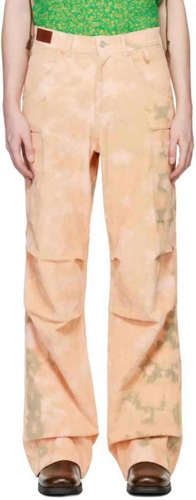 Andersson Bell Pink Bleached Cargo Pants In Ecru Ecru