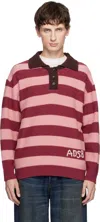 Andersson Bell Pink Loose-fit Stripe Collar Polo In Pink