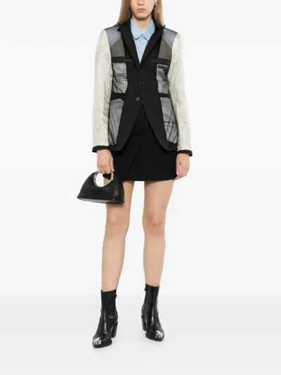 Andersson Bell Pinstripe Deconstructed Jacket In Black